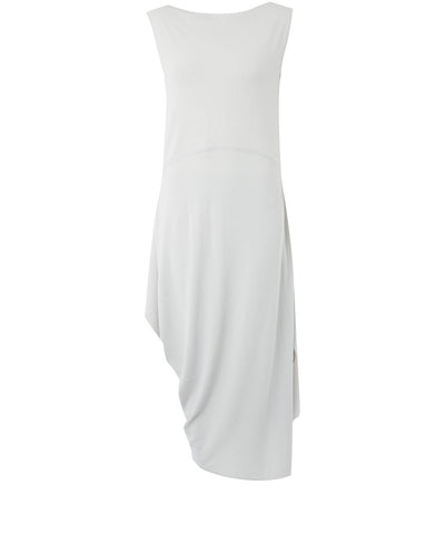 White Sleeveless Draped Dress